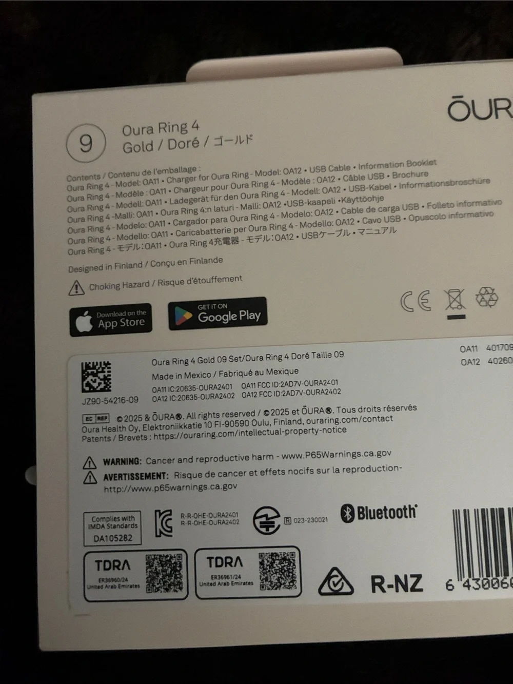 BRAND NEW Oura Ring 4 Gold size 9